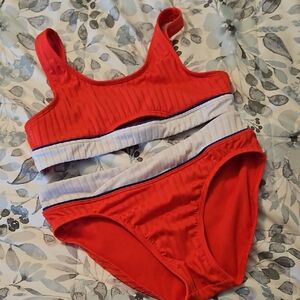 Art Class Red and White Kids Swim Bikini
